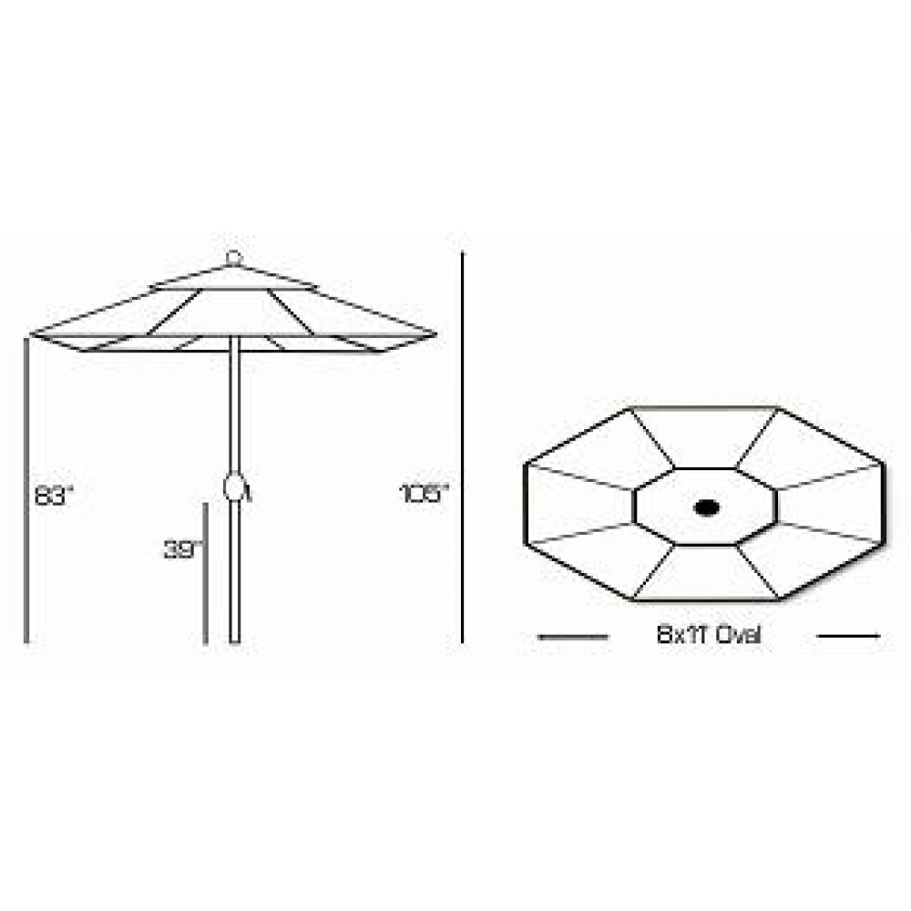 Replacement Umbrella Canopy Covers Galtech 8x11' Oval Umbrella